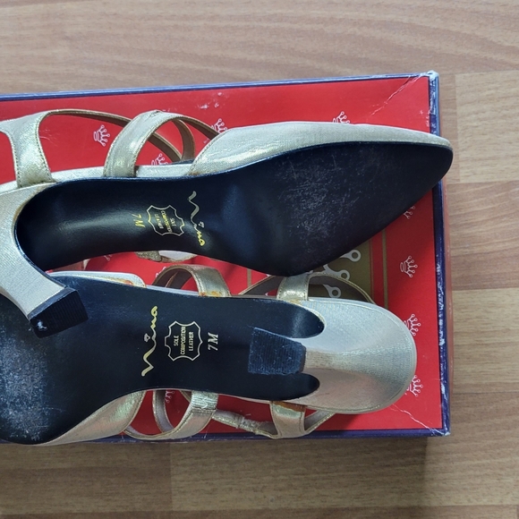 Gold Metallic Strappy Heels - Picture 3 of 3